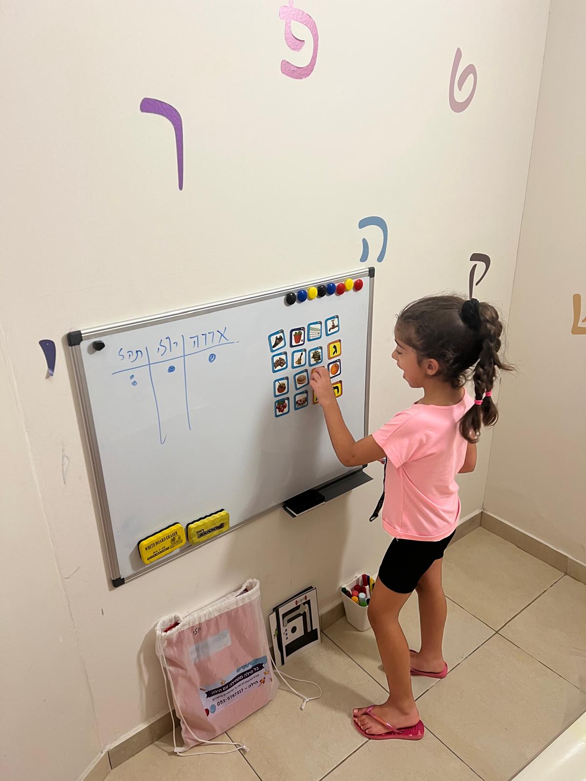 ילדה לומדת על הלוח
